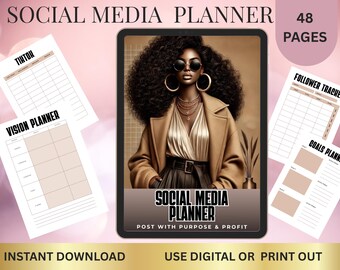 Social Media Planner | Printable Content Calendar | Digital Marketing Planner for Small Business & Creators I Instagram, TikTok, Facebook