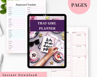 That Girl Planner Printable | Digital Girl Boss Planner PDF | Daily Weekly Monthly Organizer for Women | Aesthetic & Minimal