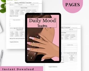 Feminine Daily Mood Tracker | Printable Self-Care & Mental Health Journal PDF | Aesthetic Digital Download