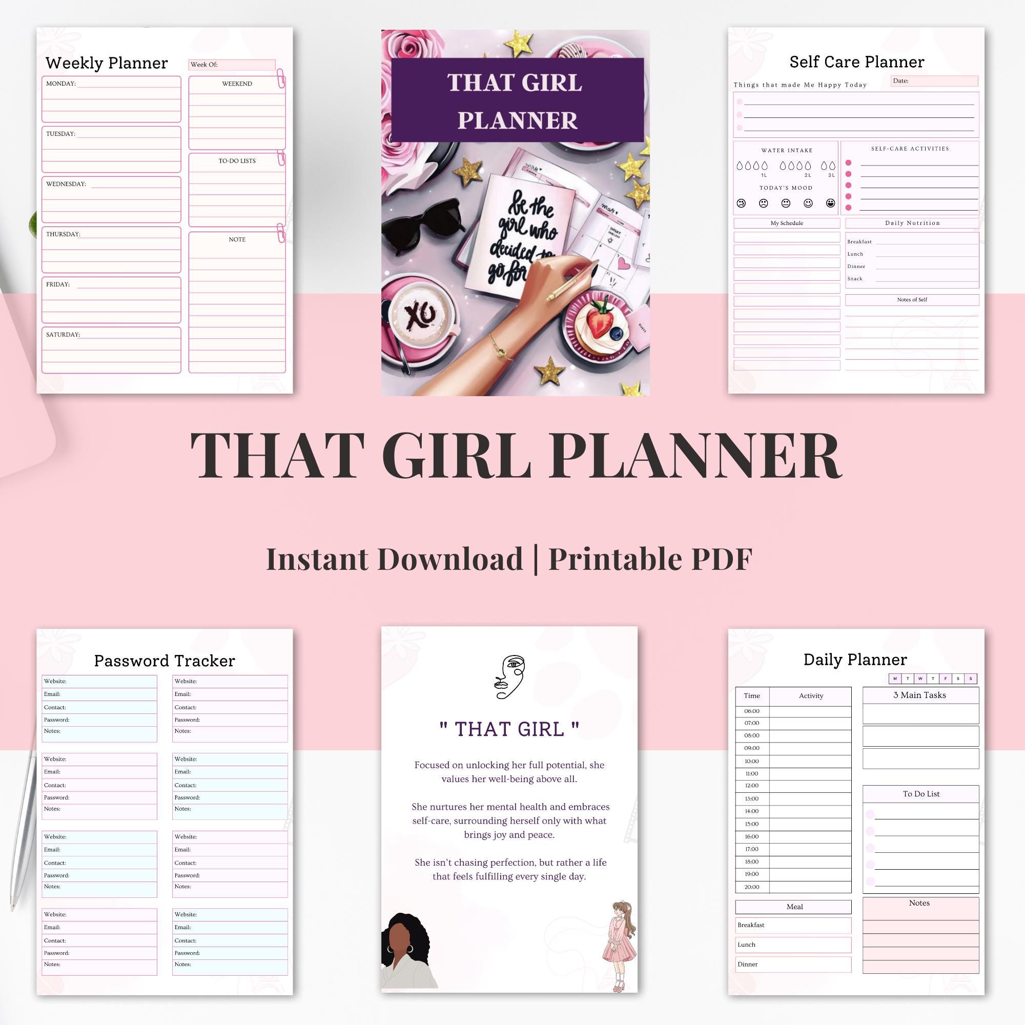That Girl Planner Printable | Digital Girl Boss Planner PDF | Daily ...