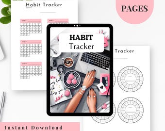 Printable Digital Habit Tracker | Monthly Habit Tracker PDF |  Wellness & Productivity Tracker for Women I Goodnotes Planner