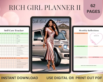 Rich Girl Planner II  | Wealth & Success Organizer | Goal Setting, Budgeting Motivation PDF for Women I Goodnotes I Printable