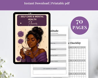 Printable Digital Self-Care & Mental Health Planner | Wellness Journal for Anxiety, Mood Tracking  Reflection | PDF for Women’s Wellbeing