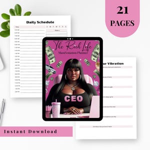 The Rich Life Manifestation Planner | Law of Attraction Journal | Goal Setting Affirmations & Visualization PDF for Women Printable Digital