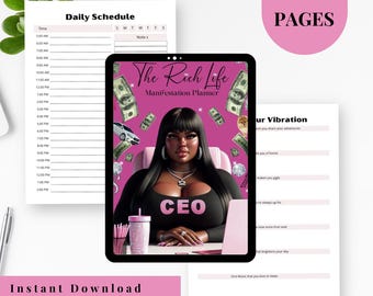 The Rich Life Manifestation Planner | Law of Attraction Journal | Goal Setting Affirmations & Visualization PDF for Women Printable Digital