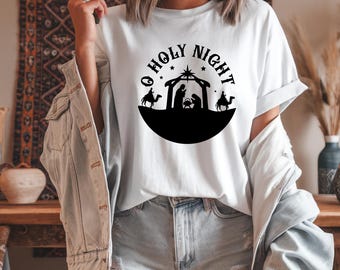 O Holy Night PNG Sticker, Christian Christmas Clipart, Holiday Faith SVG, Religious Printable Design, Sublimation Bible Verse Graphic