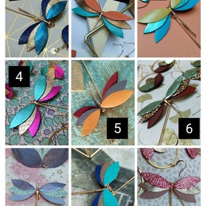 Broche libellule fait main en cuir et acier inoxydable. De multiples coloris disponibles image 10