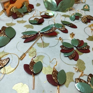 Broche libellule fait main en cuir et acier inoxydable. De multiples coloris disponibles image 6