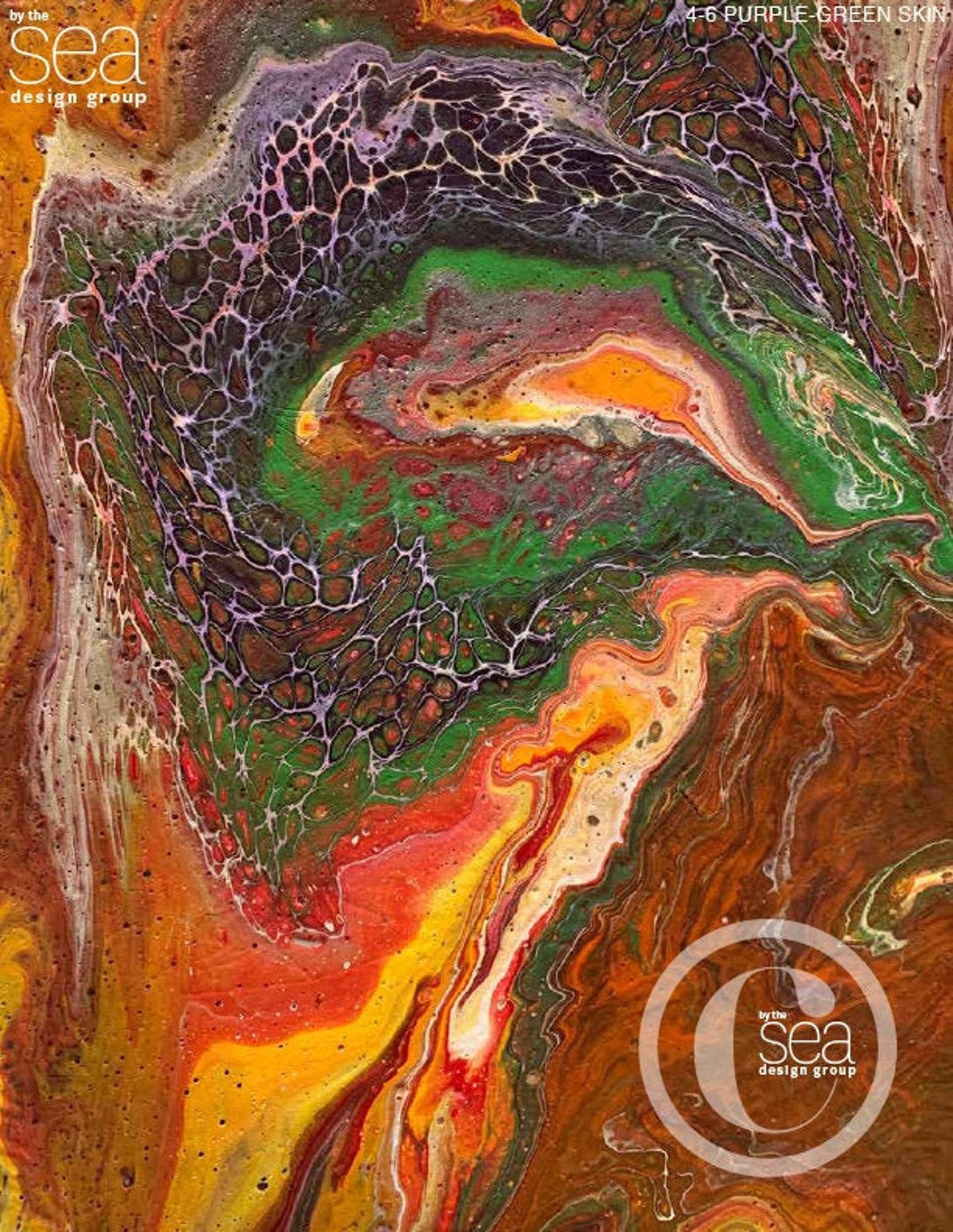 Purplegreen Skin is a PRINTABLE Acrylic Pour Etsy