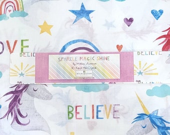 Sparkle Magic Shine #513-541-513 Melissa Averinos Wilmington Fabrics 10"X 10" Fabric Squares 24PCS Unicorns Pastels Spring Summer