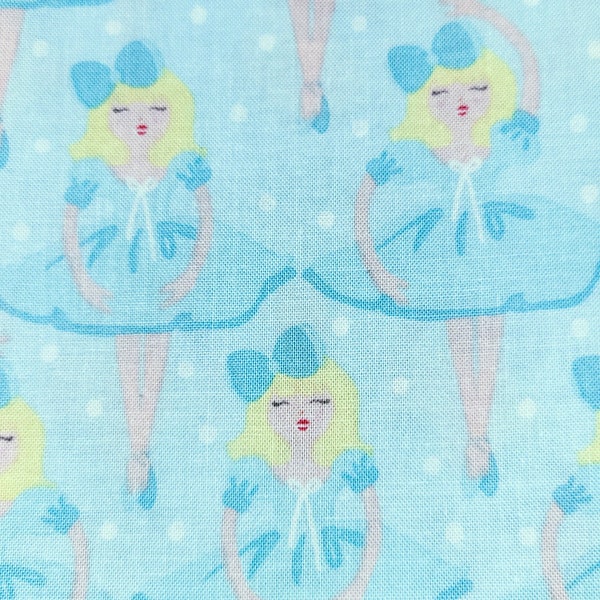 Snowflake Waltz  #101.131.06 Maude Asbury by Blend Soft Turquoise Blue Cotton Fabric Ballet Dancer theme Yardage Decor Apparel Spring Summer