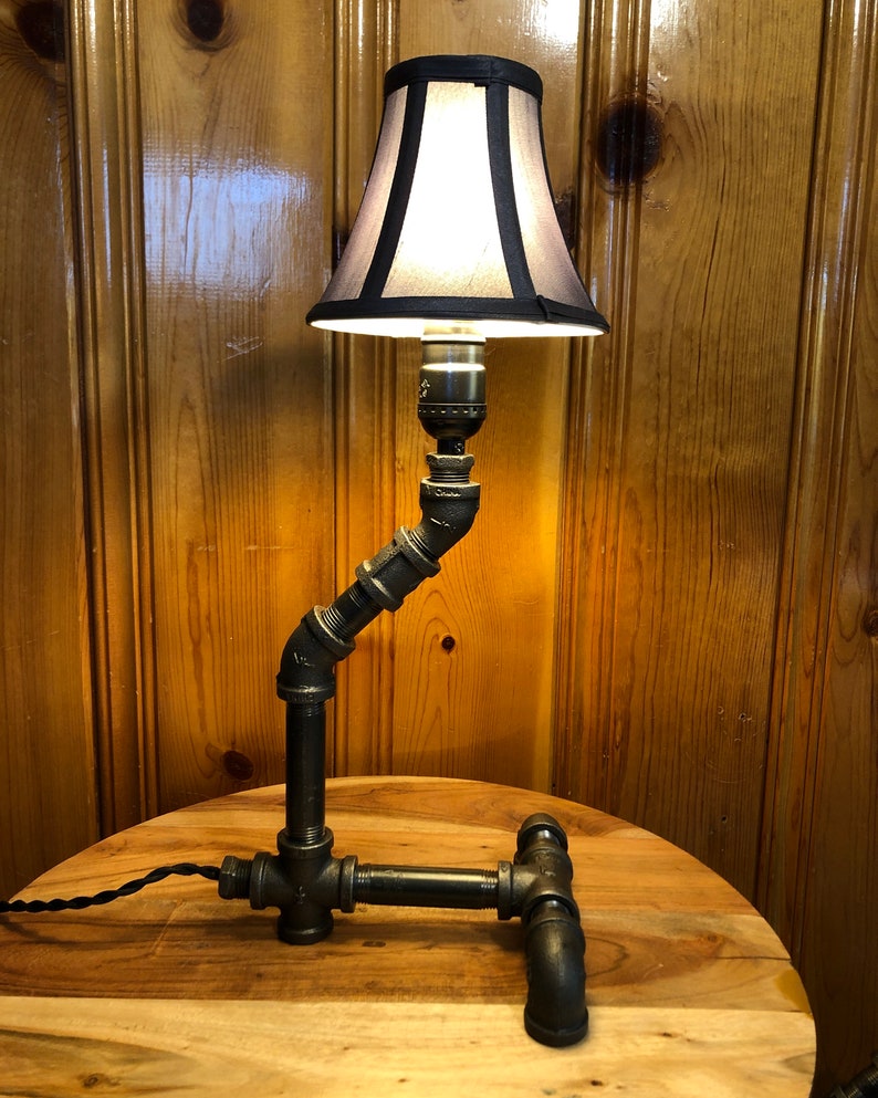 Iron Pipe Table Lamp With Shade Etsy