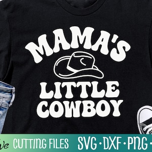 Mamas Little Cowboy, Cowgirl Svg, Cowboy boots hat Svg, Little Cowboy Son Gift, File di taglio, Silhouette Svg, Cricut Designs