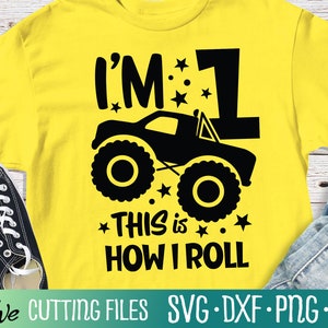 1. Geburtstags-Svg, Monster-Truck-Svg, Geburtstags-Junge-Svg, Geburtstags-Mädchen-Svg, erster Geburtstags-Svg, geschnittene Datei, Silhouette svg, Cricut Designs