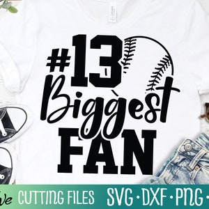 Nummer 13 grootste fan honkbal Svg, honkbal moeder Svg, honkbal Svg, softbal Svg, gesneden bestand, silhouet Svg, Cricut ontwerpen