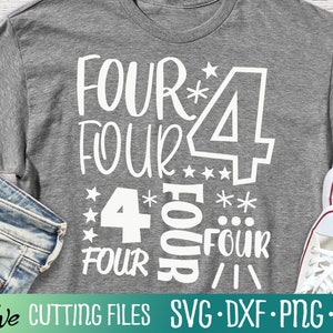 4. Geburtstags-Svg, Party-Collage-Svg, Geburtstags-Junge-Svg, Geburtstags-Mädchen-Svg, 4 Jahre alt Geburtstags-Svg, geschnittene Datei, Silhouette svg, Cricut Designs