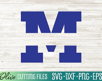 Split Sport Letter M Svg, Varsity Split Sport Letter Svg, High School College M Logo Svg, Cut File, Silhouette Svg, Cricut Designs