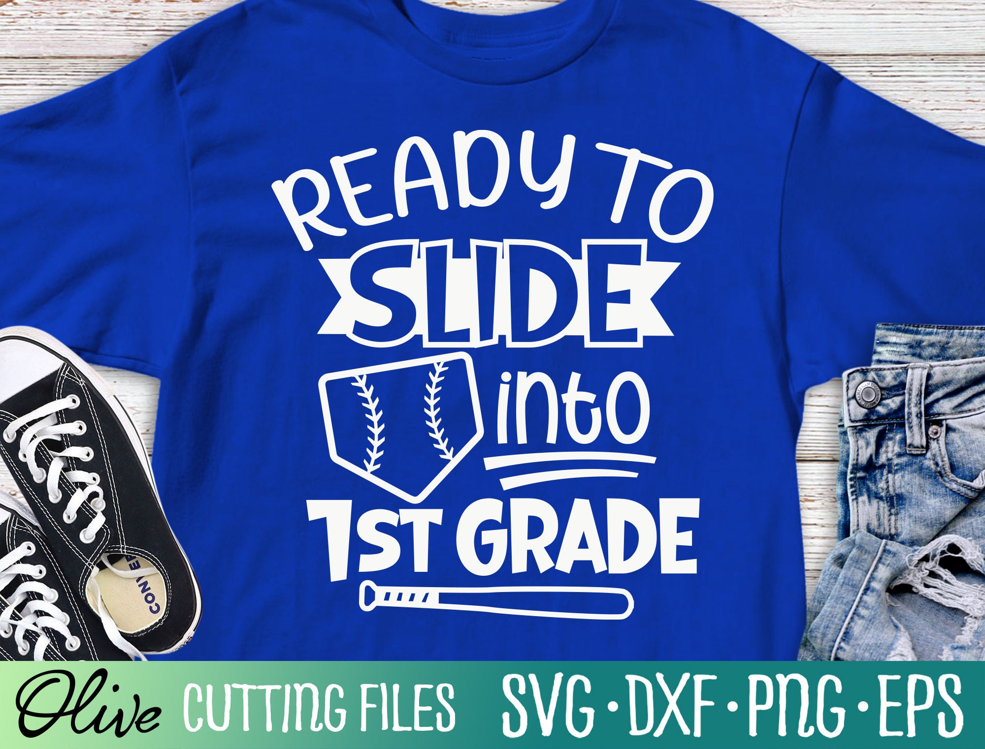 Ready to Slide Into First Grade, 1st Grade Svg, Last Day of School Graduation Shirt, Baseball Svg, Cut File, Silhouette Svg, Cricut Designs