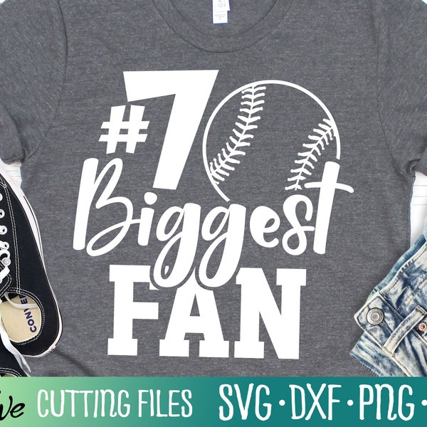 Number 7 Biggest Fan Baseball Svg, Baseball Mom Svg, Baseball Svg, Softball Svg, Cut File, Silhouette Svg, Cricut Designs