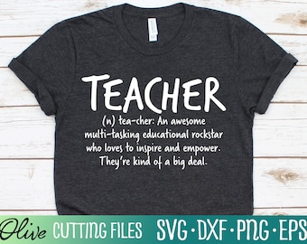 Teacher Definition SVG, Teacher shirt SVG, Teacher gift SVG, School Teacher Svg Files for Cricut, Cut File
