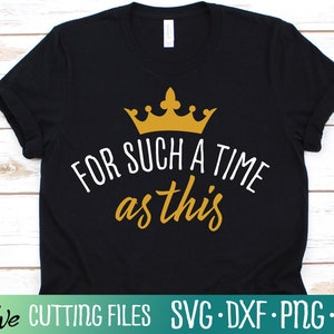 May include: Black t-shirt with a gold crown and the text "For Such A Time As This".