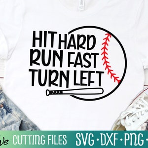 Hit Hard Run Fast Turn Left Svg, Honkbal Broer Svg, Honkbal Svg, Honkbal Mom Svg, Cut File, Silhouet Svg, Cricut Designs