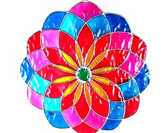 Garten Deko Sonnenfänger Suncatcher Fensterschmuck Fenster-Dekoration Mandala bunt