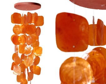 Capiz Muschel Kette Girlande orange als hänge Deko für Fenster oder deko Wohnzimmer Garten Dekoration Länge 60 cm