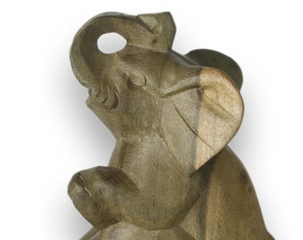 Elefant aus Holz, Glückselefant,Rüssel oben,Holzschnitzerei aus Suar holz 11cm