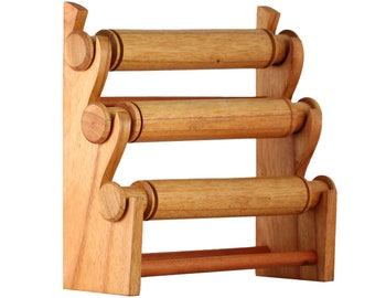 Elegante soporte para pulseras de madera - Soporte decorativo para joyas con 3 niveles para hasta 30 pulseras disponible en cuatro colores