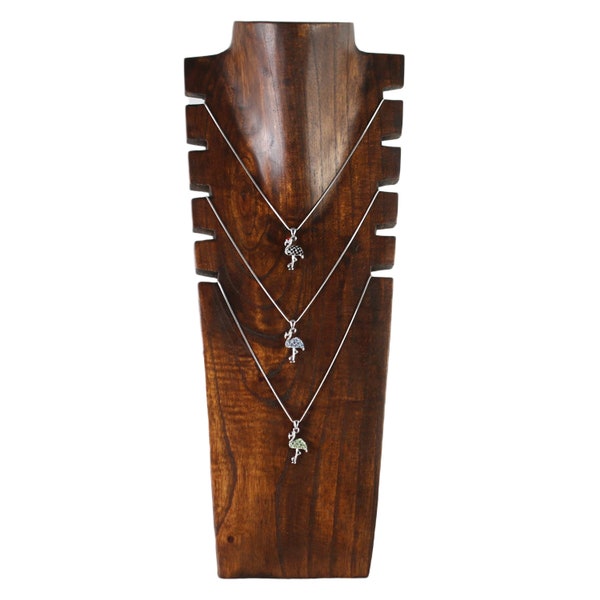 40 cm necklace stand jewelry stand chain display jewelry bust made of wood for several necklaces stained brown