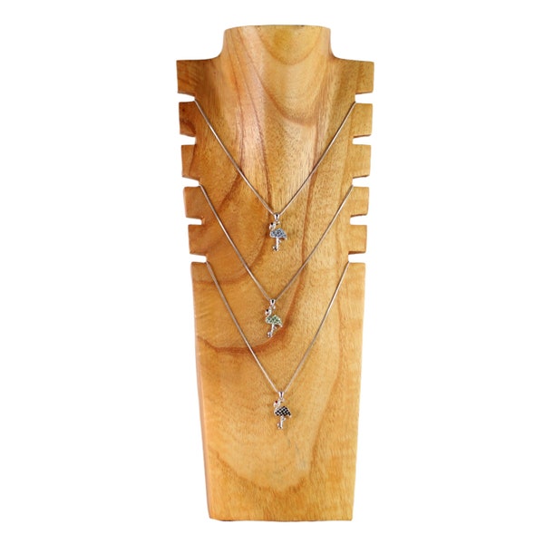 40 cm Halskettenständer Schmuckständer Kettendisplay Schmuckbüste aus Holz für mehrere Halsketten Natur