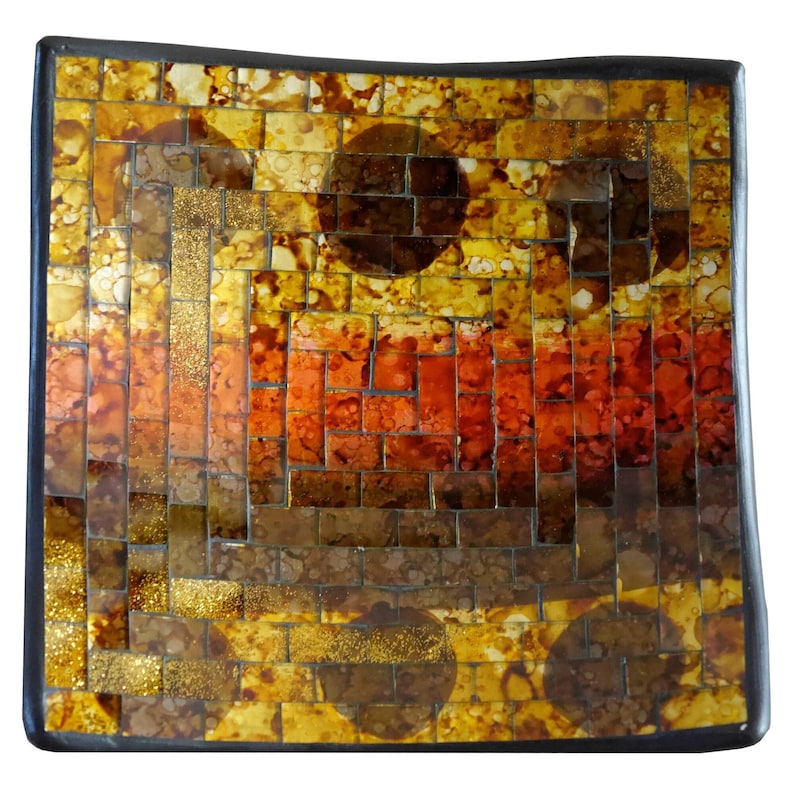 Dekoschale Mosaikschale Choclat gila Tonschale Schlüsselschale aus Terracotta mit handbemalten Glaselementen zu einem schönen Muster gelegt Bild 1
