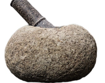 River stone mortar & pestle Natural stone mill for spices, pastes, pestos and guacamole