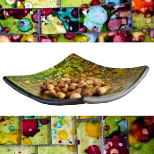 Dekoschale Mosaikschale Hijau-t Tonschale Schlüsselschale aus Terracotta mit handbemalten Glaselementen zu einem schönen Muster gelegt Bild 3