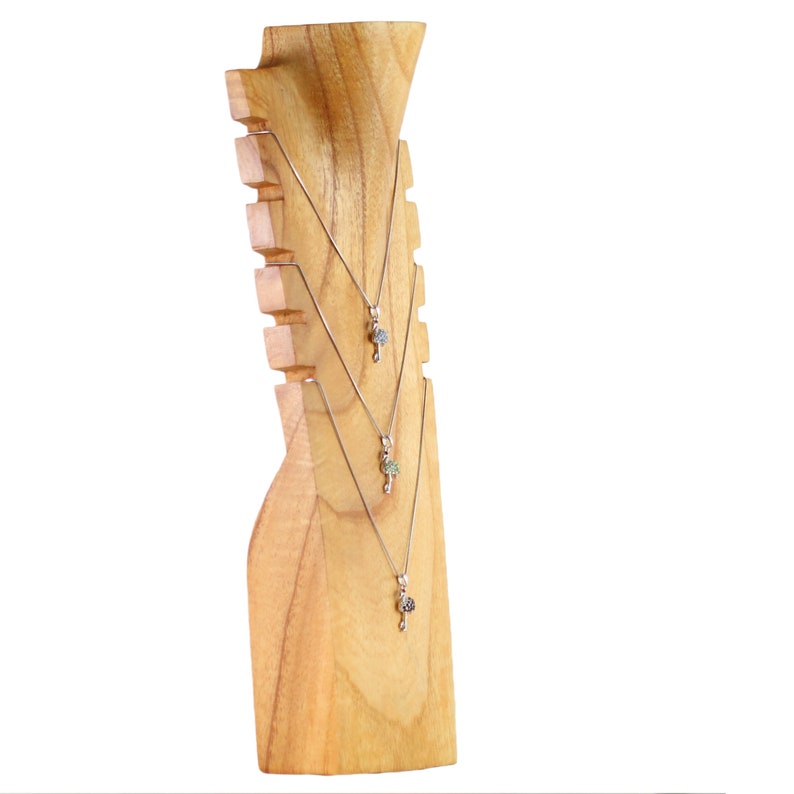 40 cm support de collier présentoir à bijoux présentoir à chaîne buste à bijoux en bois pour plusieurs colliers naturel image 2