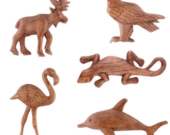 Clip mémo aimant animal en bois sculpté à la main 5 pièces comme indiqué sur l'image