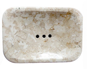 Soap dish made of natural marble stone Handcrafted Dolphin with drainage channel - hygienically extends the life of your soap