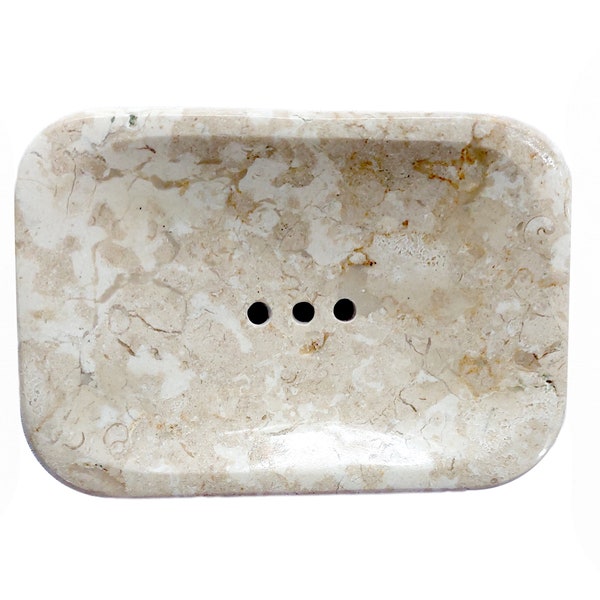 Soap dish made of natural marble stone Handcrafted Dolphin with drainage channel - hygienically extends the life of your soap