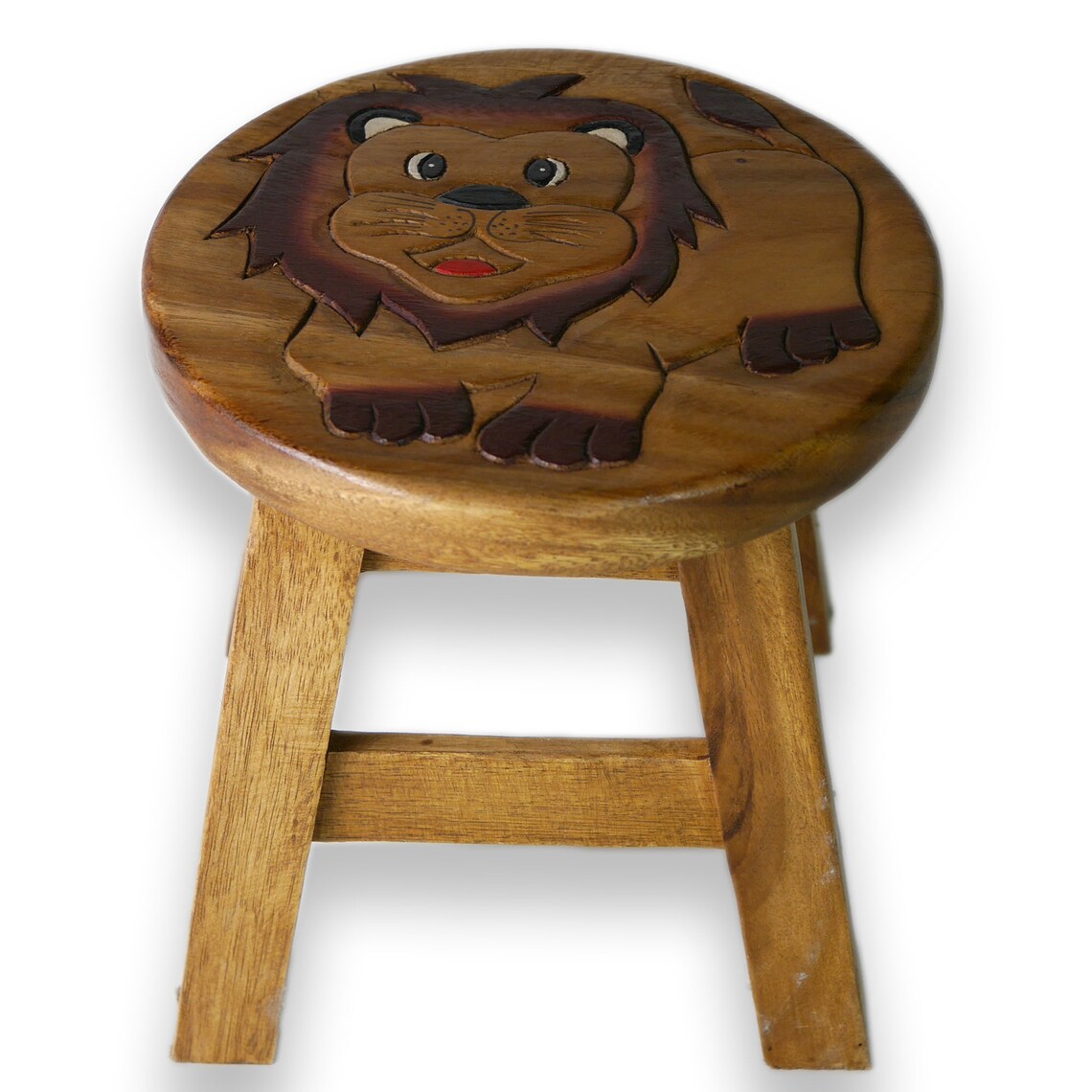 Children's Stool Wooden Stool With Animal Motif Lion Etsy