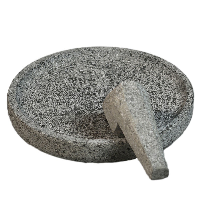 Cobek mortar made of volcanic rock traditional crushing and grinding in a modern design image 1