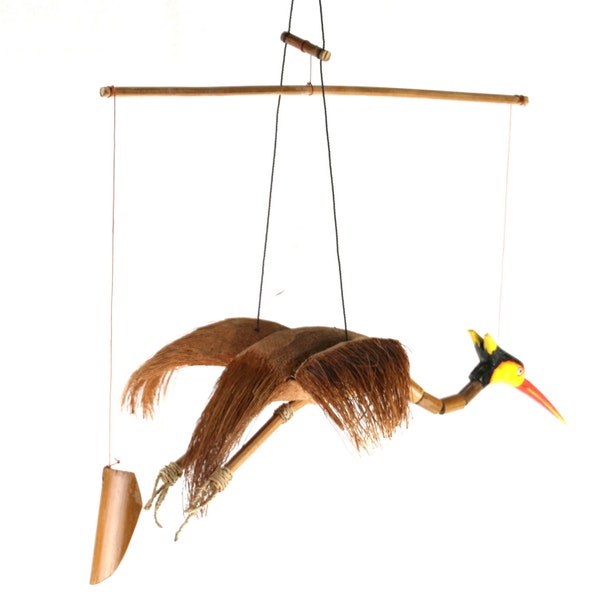 Windspiel Mobile Outdoor Indoor Paradies Vogel aus Kokos und Bambus
