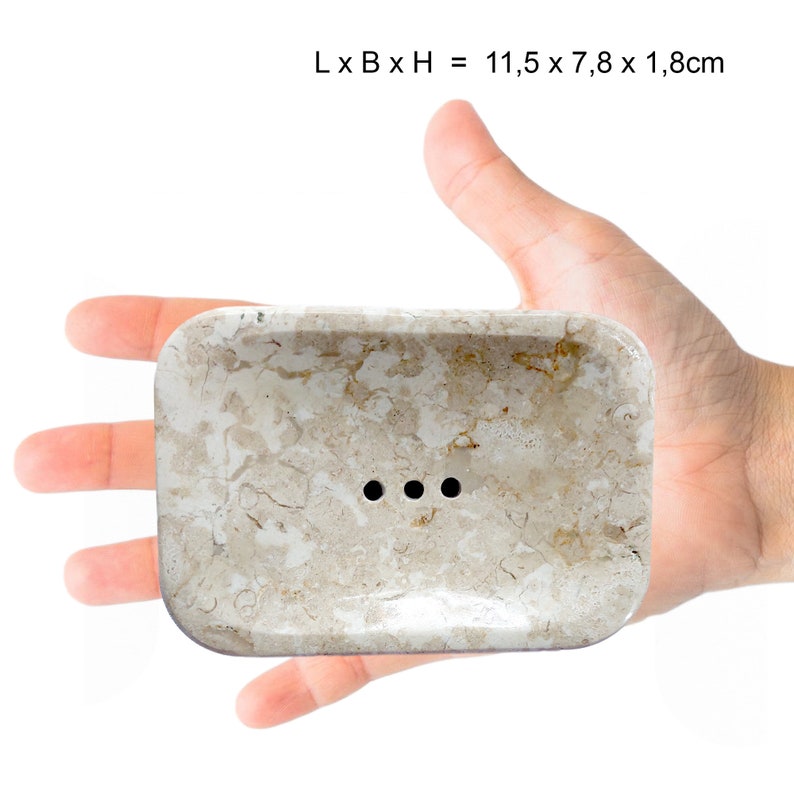 Porte-savon en pierre de marbre naturelle, fait à la main, carré avec canal de drainage prolonge hygiéniquement la durée de vie de votre savon image 4