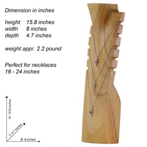 40 cm support de collier présentoir à bijoux présentoir à chaîne buste à bijoux en bois pour plusieurs colliers naturel image 5