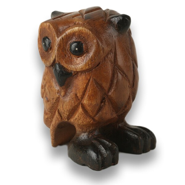 wooden owl hand carved 10cm