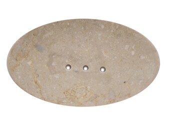 Soap dish made of natural marble stone handmade oval with drainage channel - hygienically extends the life of your soap