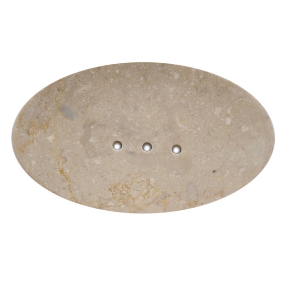 Soap dish made of natural marble stone handmade oval with drainage channel - hygienically extends the life of your soap