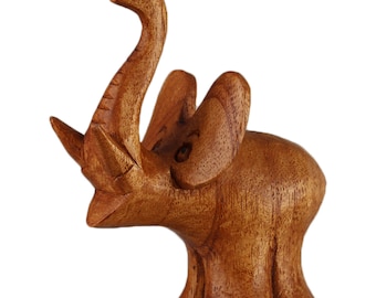 Holz-Elefant Schnitzerei aus Suar Holz 9 cm