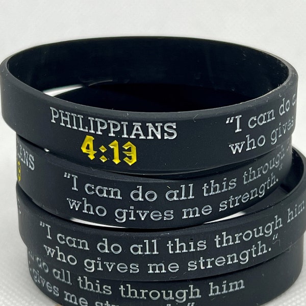 Inspiration Rubber Bracelet Wristbands Christian Religious I Can Do All Things Philippians 4:13 Prayer Evangelism Missions Bracelets