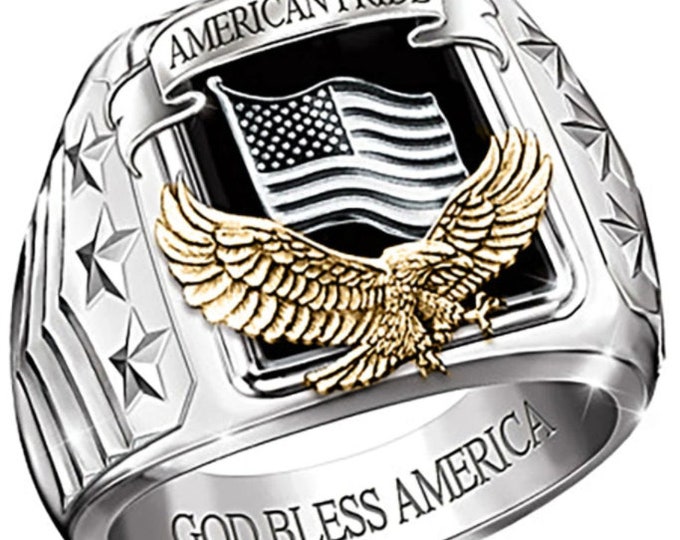 Armor of God Ring American Flag Eagle American Pride God Bless America